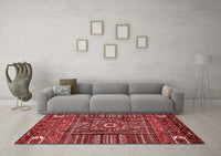 Machine Washable Abstract Red Modern Rug, wshabs521red