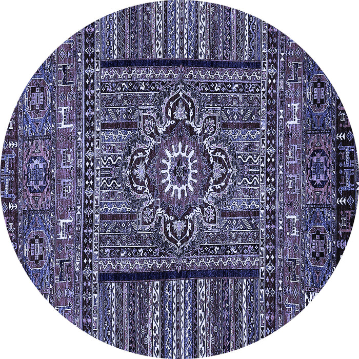 Round Abstract Blue Modern Rug, abs521blu