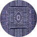 Round Abstract Blue Modern Rug, abs521blu