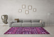 Machine Washable Abstract Purple Modern Area Rugs in a Living Room, wshabs521pur