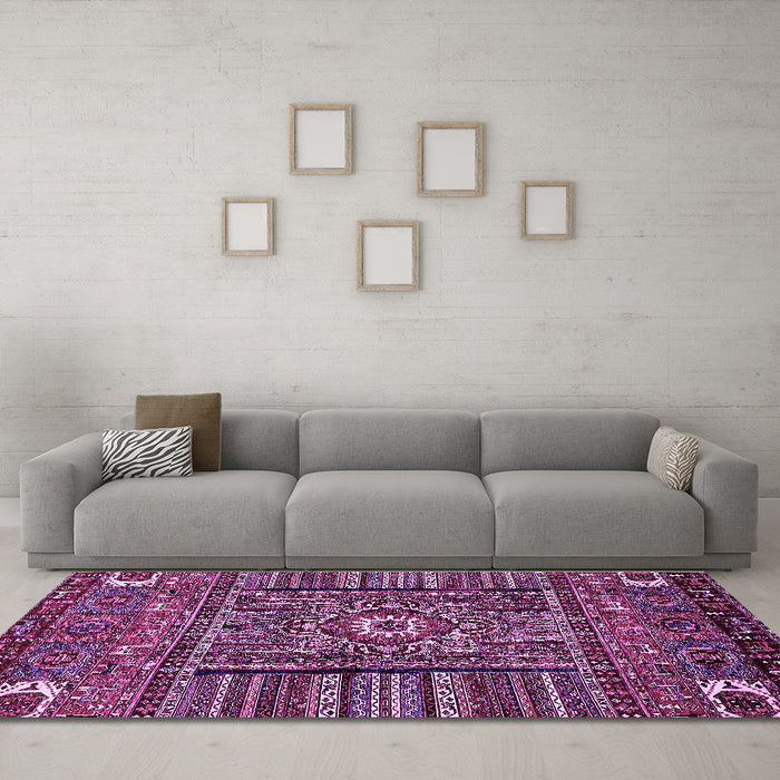 Machine Washable Abstract Purple Modern Area Rugs in a Living Room, wshabs521pur