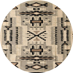 Round Abstract Brown Southwestern Rug, abs5220