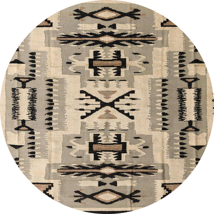 Round Abstract Brown Southwestern Rug, abs5220