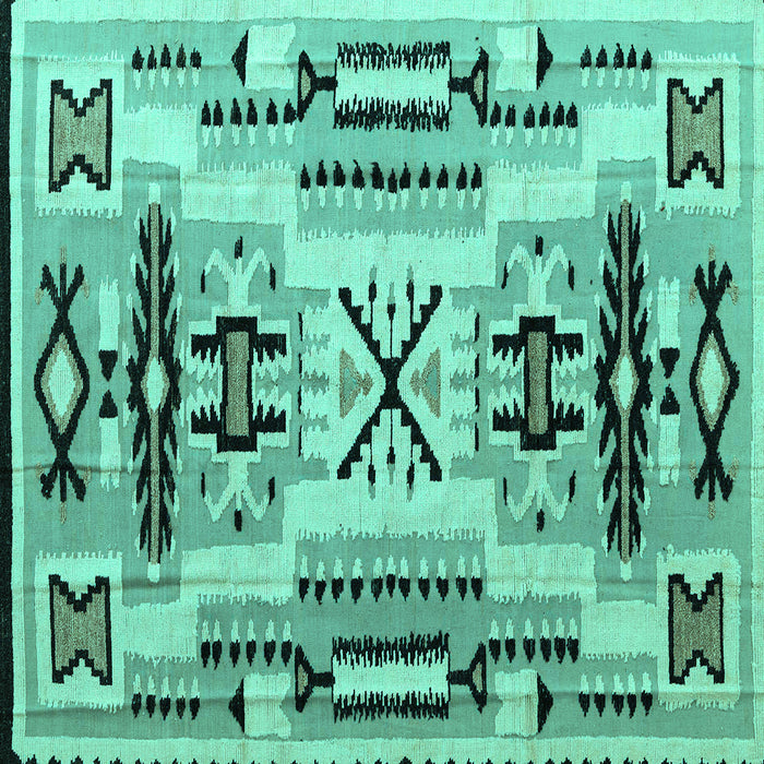 Square Southwestern Turquoise Country Rug, abs5220turq