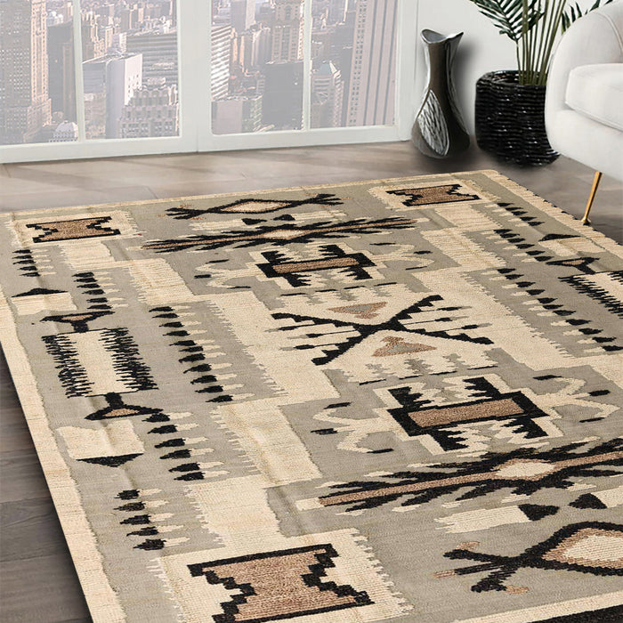 Machine Washable Abstract Brown Rug in a Family Room, wshabs5220