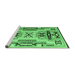 Sideview of Machine Washable Southwestern Emerald Green Country Area Rugs, wshabs5220emgrn