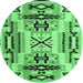 Round Southwestern Emerald Green Country Rug, abs5220emgrn