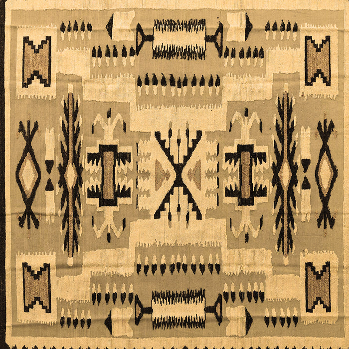 Square Machine Washable Southwestern Brown Country Rug, wshabs5220brn