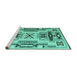 Sideview of Machine Washable Southwestern Turquoise Country Area Rugs, wshabs5220turq