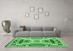 Machine Washable Southwestern Emerald Green Country Area Rugs in a Living Room,, wshabs5220emgrn