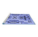 Sideview of Machine Washable Southwestern Blue Country Rug, wshabs5220blu