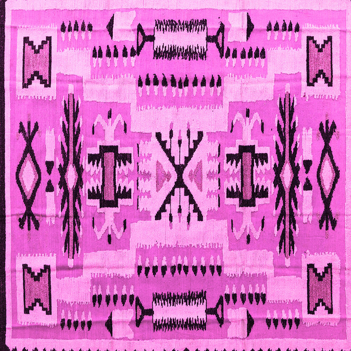 Square Machine Washable Southwestern Pink Country Rug, wshabs5220pnk