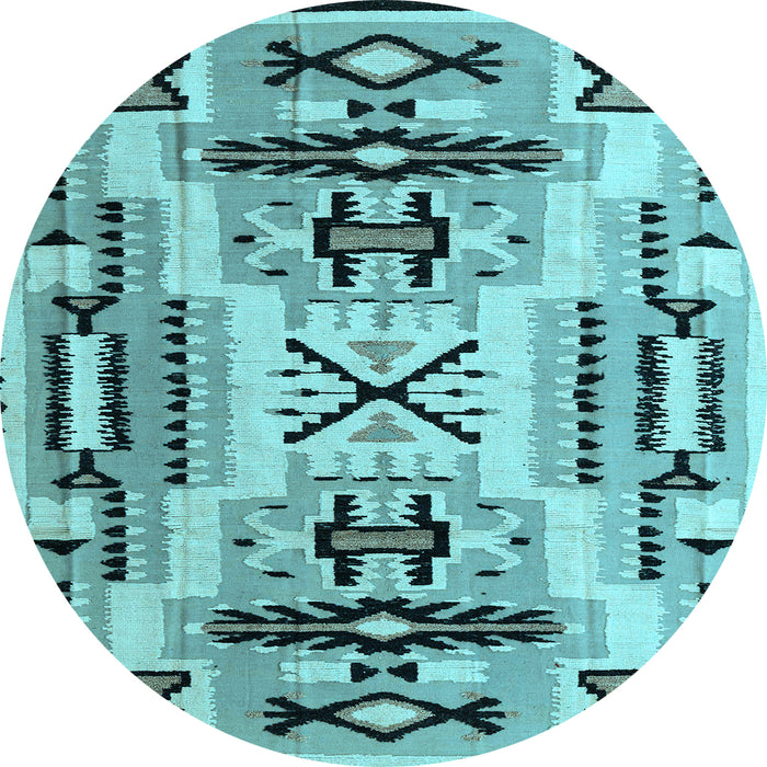 Round Southwestern Light Blue Country Rug, abs5220lblu