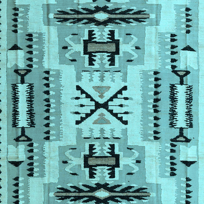 Machine Washable Southwestern Light Blue Country Rug, wshabs5220lblu