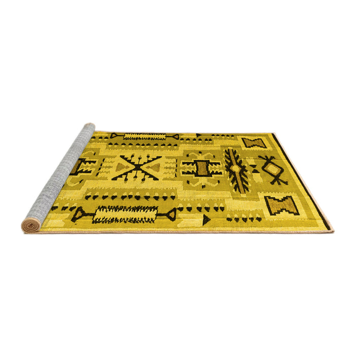 Sideview of Machine Washable Southwestern Yellow Country Rug, wshabs5220yw