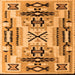 Square Machine Washable Southwestern Orange Country Area Rugs, wshabs5220org