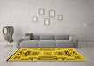 Machine Washable Southwestern Yellow Country Rug in a Living Room, wshabs5220yw