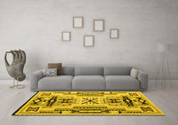 Machine Washable Southwestern Yellow Country Rug, wshabs5220yw