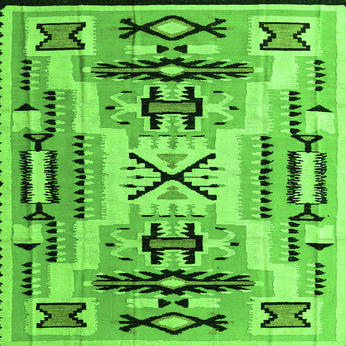 Square Southwestern Green Country Rug, abs5220grn