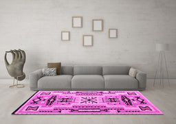Machine Washable Southwestern Pink Country Rug in a Living Room, wshabs5220pnk
