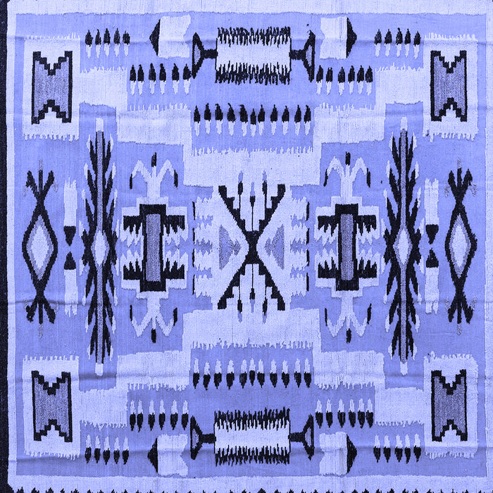 Square Machine Washable Southwestern Blue Country Rug, wshabs5220blu