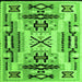 Square Machine Washable Southwestern Green Country Area Rugs, wshabs5220grn