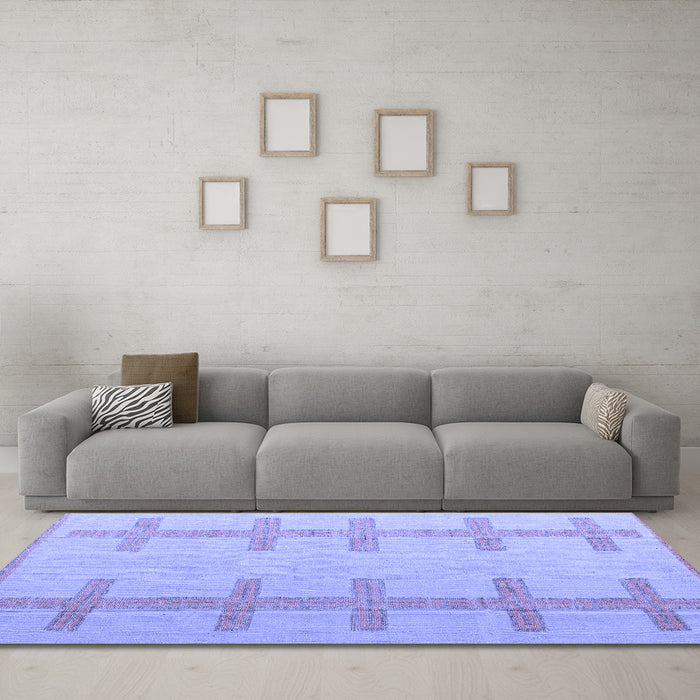 Machine Washable Solid Blue Modern Rug in a Living Room, wshabs5221blu