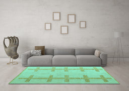 Machine Washable Solid Turquoise Modern Area Rugs in a Living Room,, wshabs5221turq