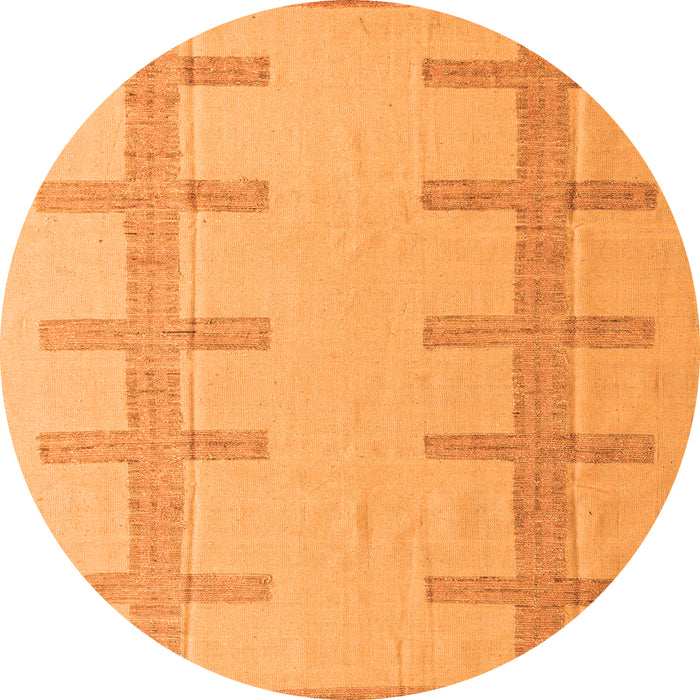 Round Machine Washable Solid Orange Modern Area Rugs, wshabs5221org