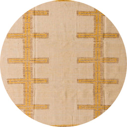 Round Machine Washable Abstract Orange Rug, wshabs5221