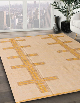 Machine Washable Abstract Orange Rug in a Family Room, wshabs5221