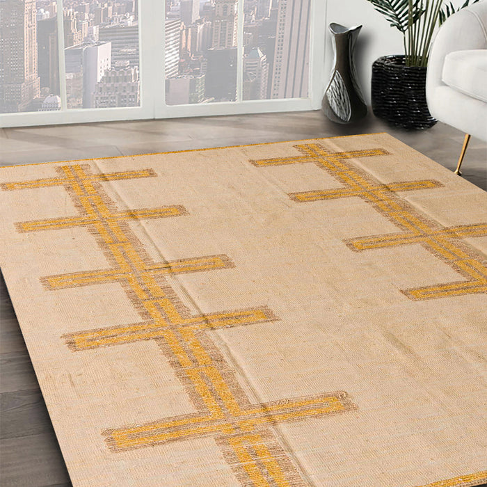 Machine Washable Abstract Orange Rug in a Family Room, wshabs5221