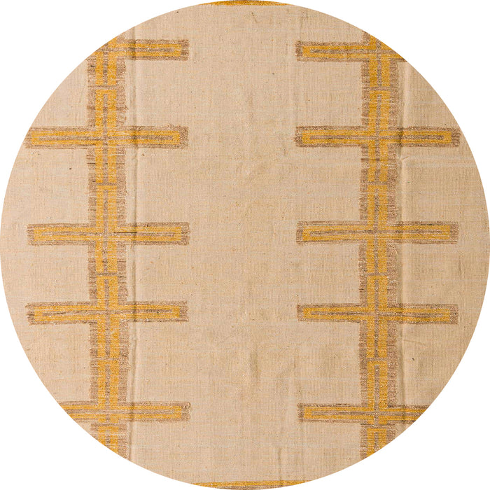 Round Abstract Orange Solid Rug, abs5221