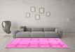 Machine Washable Solid Pink Modern Rug in a Living Room, wshabs5221pnk