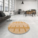 Round Machine Washable Abstract Orange Rug in a Office, wshabs5221