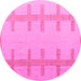Round Machine Washable Solid Pink Modern Rug, wshabs5221pnk