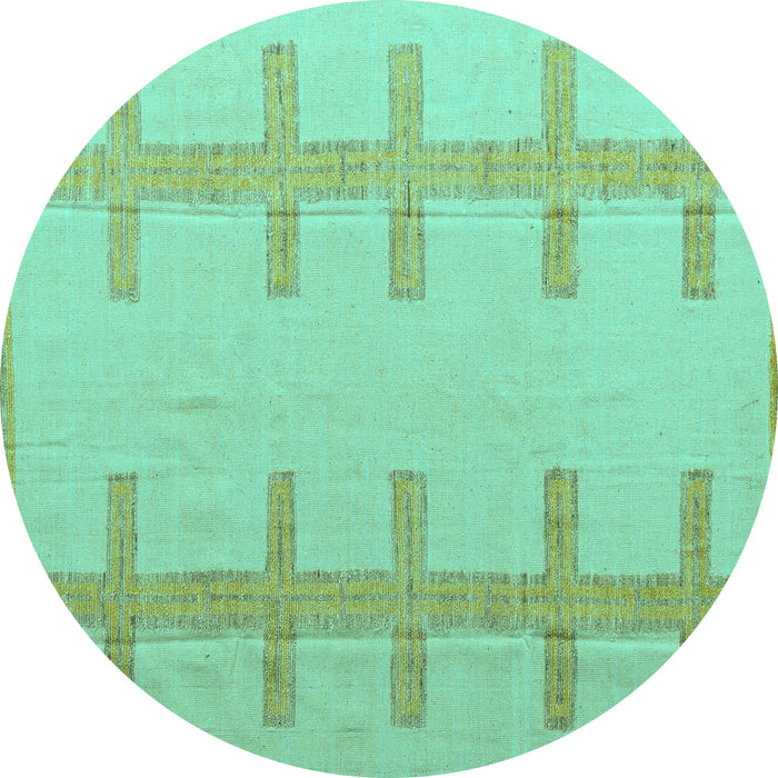 Round Solid Turquoise Modern Rug, abs5221turq