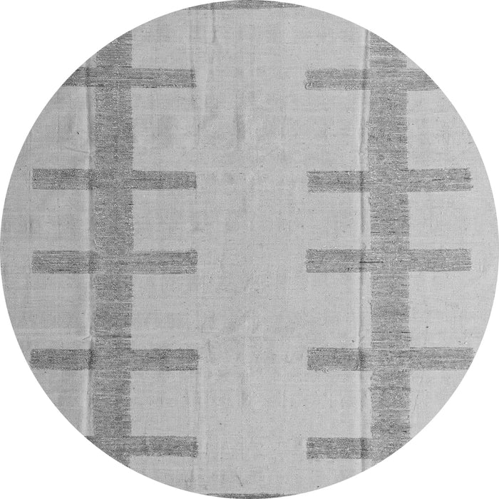 Round Machine Washable Solid Gray Modern Rug, wshabs5221gry