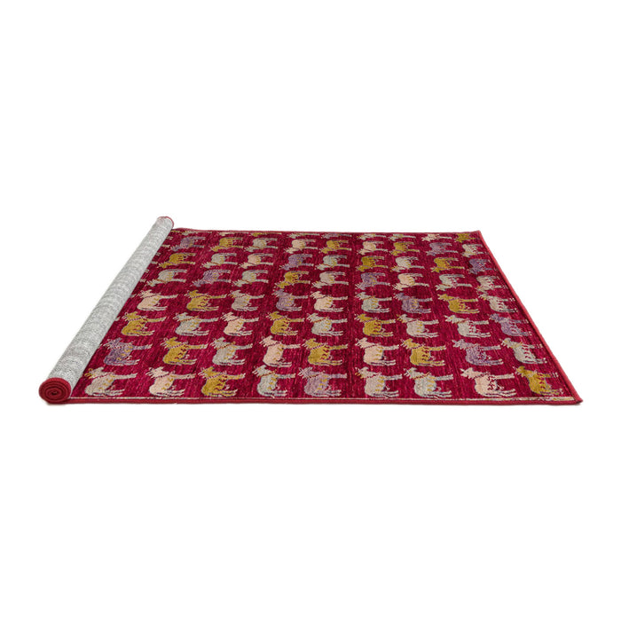 Sideview of Machine Washable Abstract Red Rug, wshabs5222