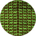 Round Machine Washable Abstract Green Modern Area Rugs, wshabs5222grn