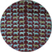 Round Abstract Light Blue Modern Rug, abs5222lblu