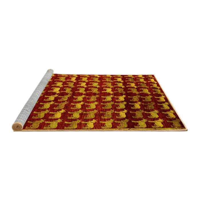 Sideview of Machine Washable Abstract Yellow Modern Rug, wshabs5222yw