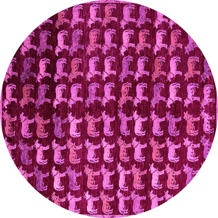 Round Machine Washable Abstract Pink Modern Rug, wshabs5222pnk