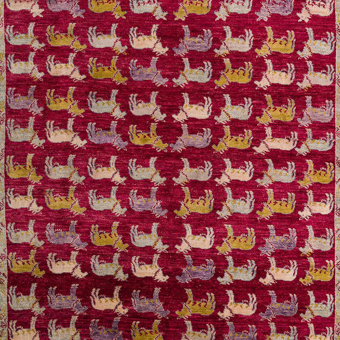 Machine Washable Abstract Red Rug, wshabs5222