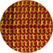 Round Abstract Yellow Modern Rug, abs5222yw