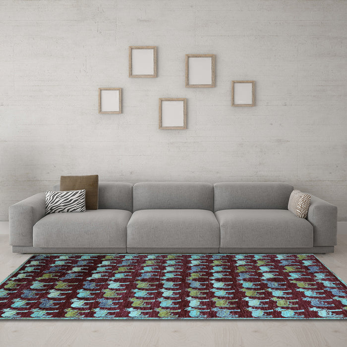Machine Washable Abstract Light Blue Modern Rug in a Living Room, wshabs5222lblu