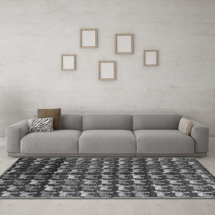 Machine Washable Abstract Gray Modern Rug in a Living Room,, wshabs5222gry