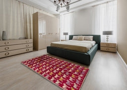 Abstract Red Modern Rug in a Bedroom, abs5222