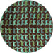 Round Abstract Turquoise Modern Rug, abs5222turq