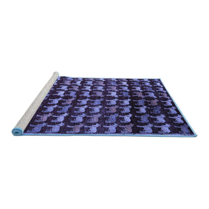 Sideview of Machine Washable Abstract Blue Modern Rug, wshabs5222blu